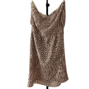 The Limited Cream & Tan Animal Print Strapless Dress